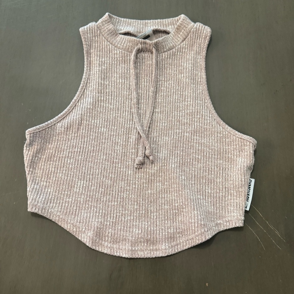Gymshark Slounge Women’s M Light Brown Robbed Knit Crop Top